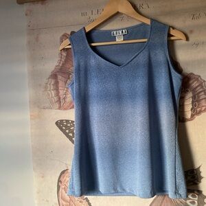 blue knit vintage sleeveless top | coastal cowgirl tank | cottagecore knit tank